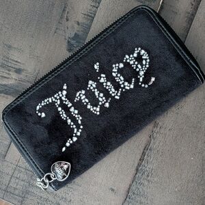 Juicy Couture Black Wallet with Rhinestone Logo